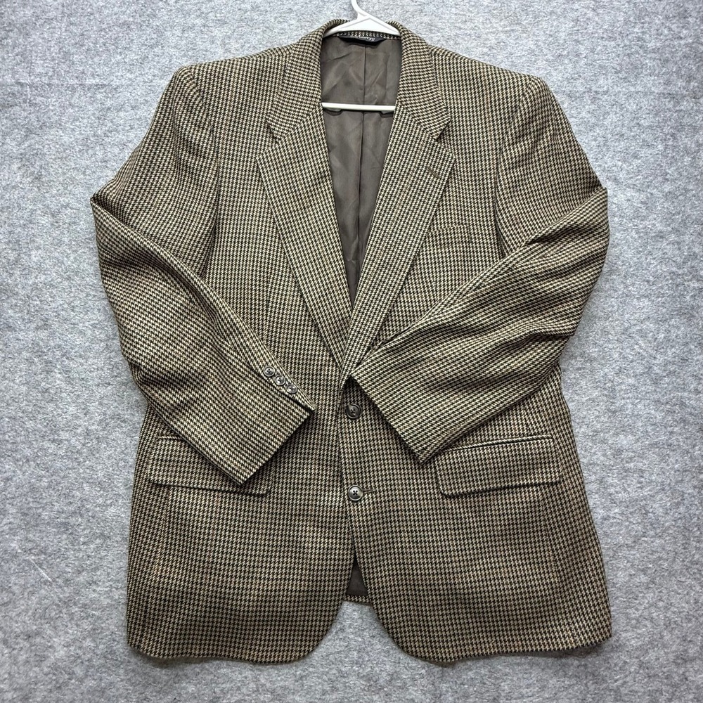 Vintage Burberry's Mens Wool Check Houndstooth Sport Coat Blazer Size 44R USA